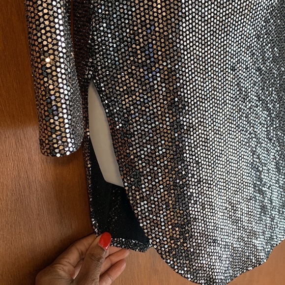 Silver Sparkly Dress with side Slits 🤍 - Picture 2 of 6